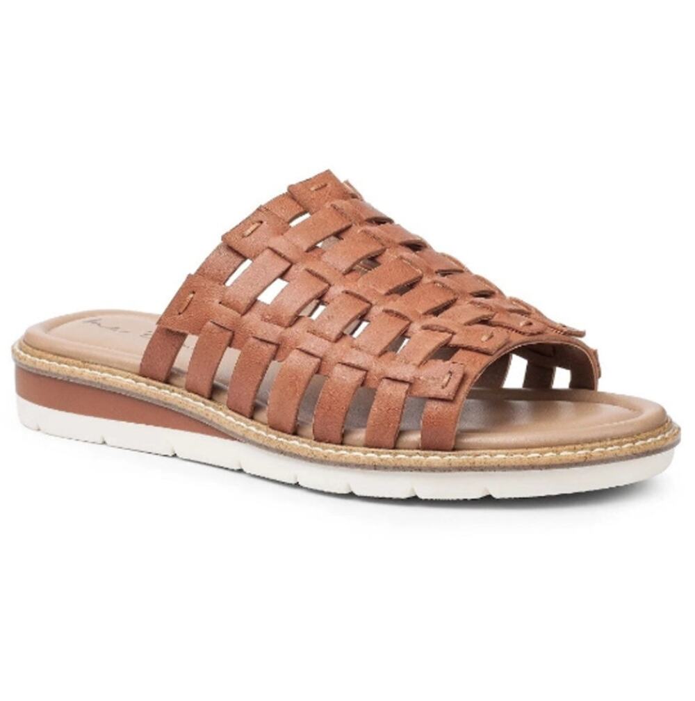 New ADAM TUCKER Women's Arrow Woven Leather Slide Sandal Size 6